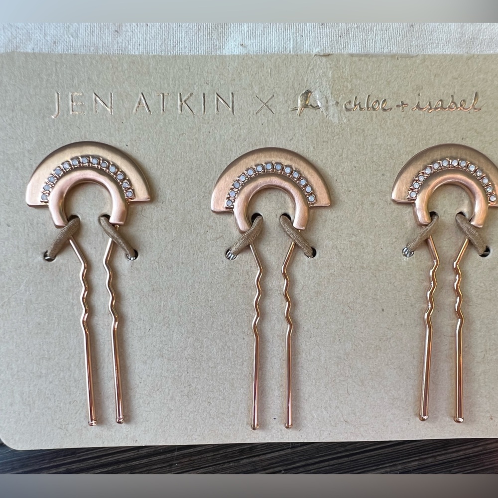 Chloe and Isabel Rose gold small hair fan pins